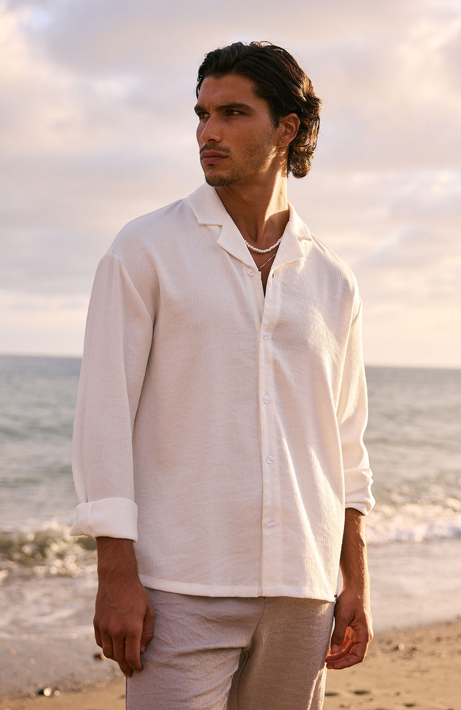 Fiorano Long Sleeve Relaxed Fit Shirt in White