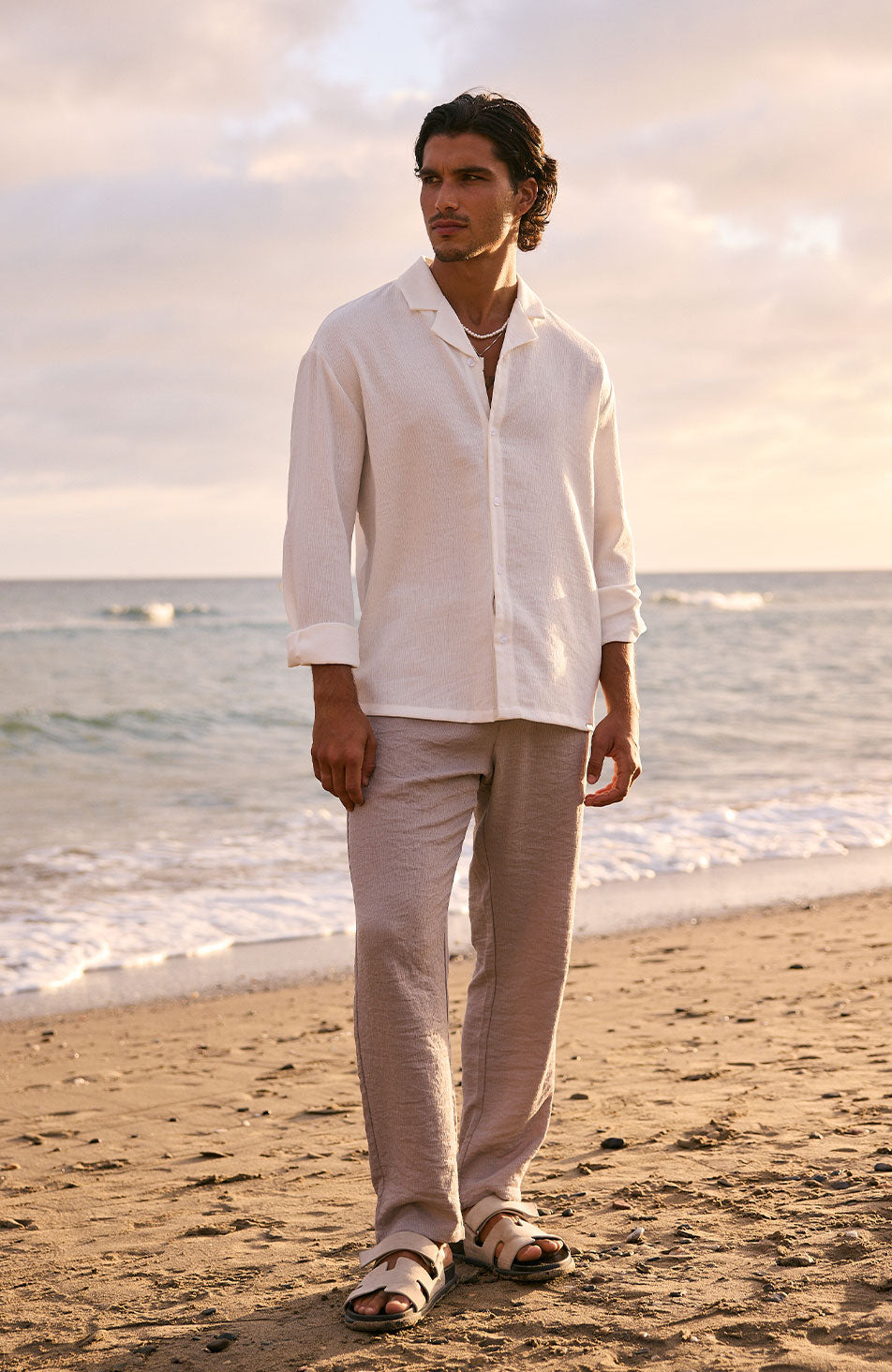Fiorano Long Sleeve Relaxed Fit Shirt in White  MAUVAIS