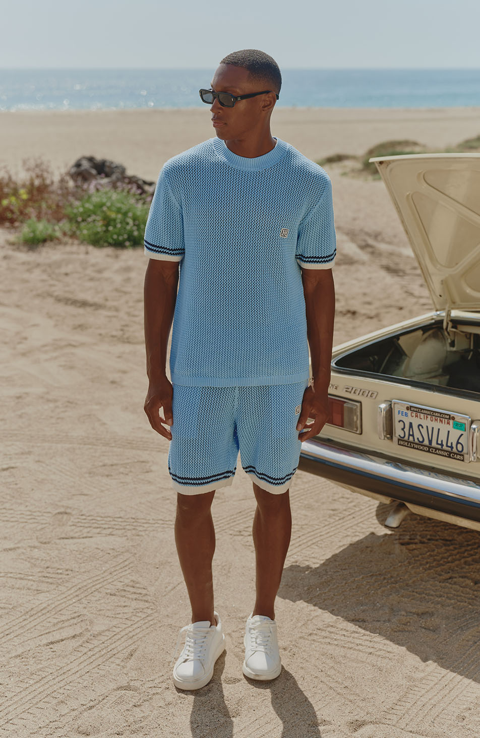 Malibu Cotton Crochet Shorts in Blue