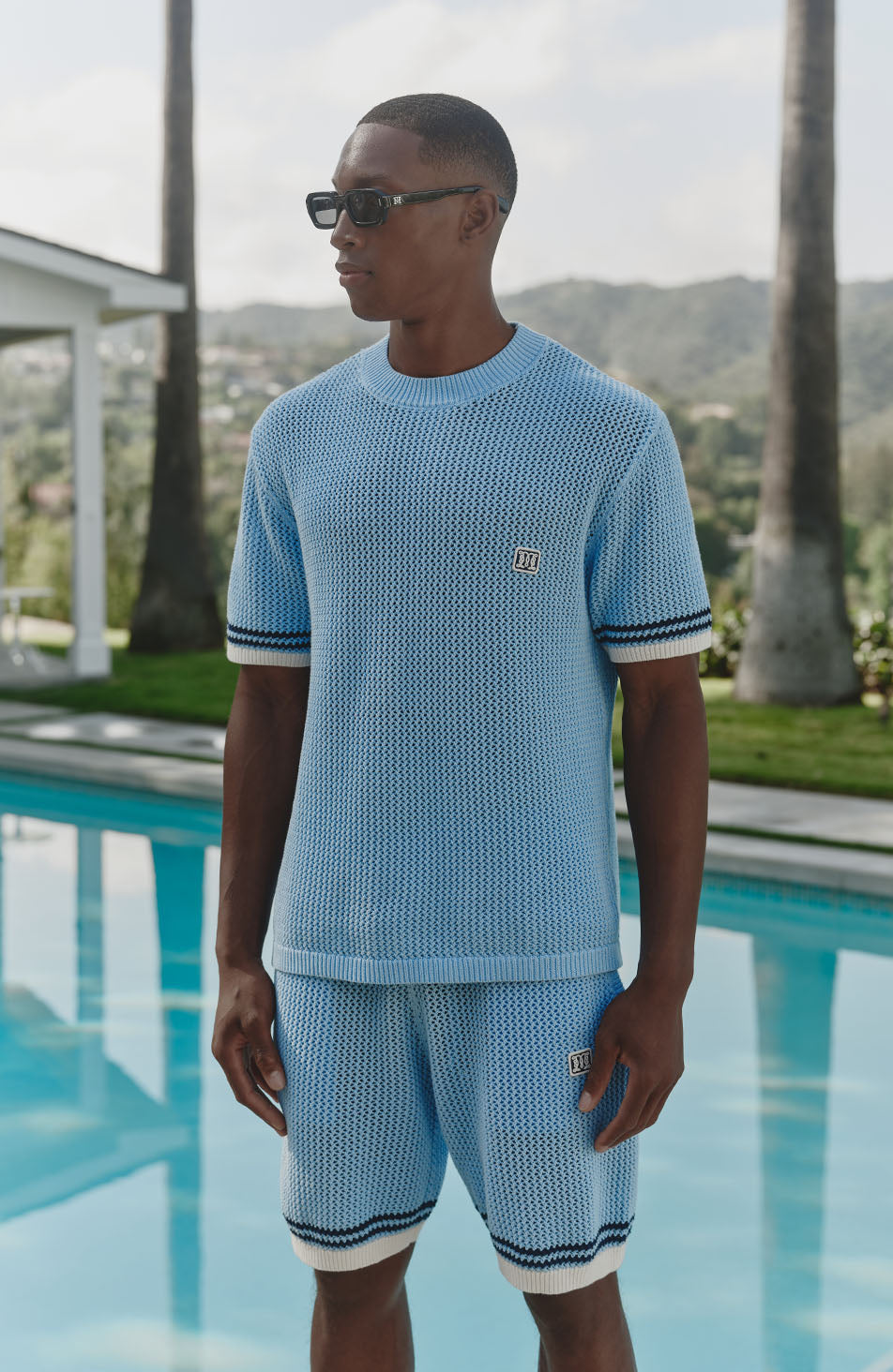 Malibu Cotton Crochet Shorts in Blue