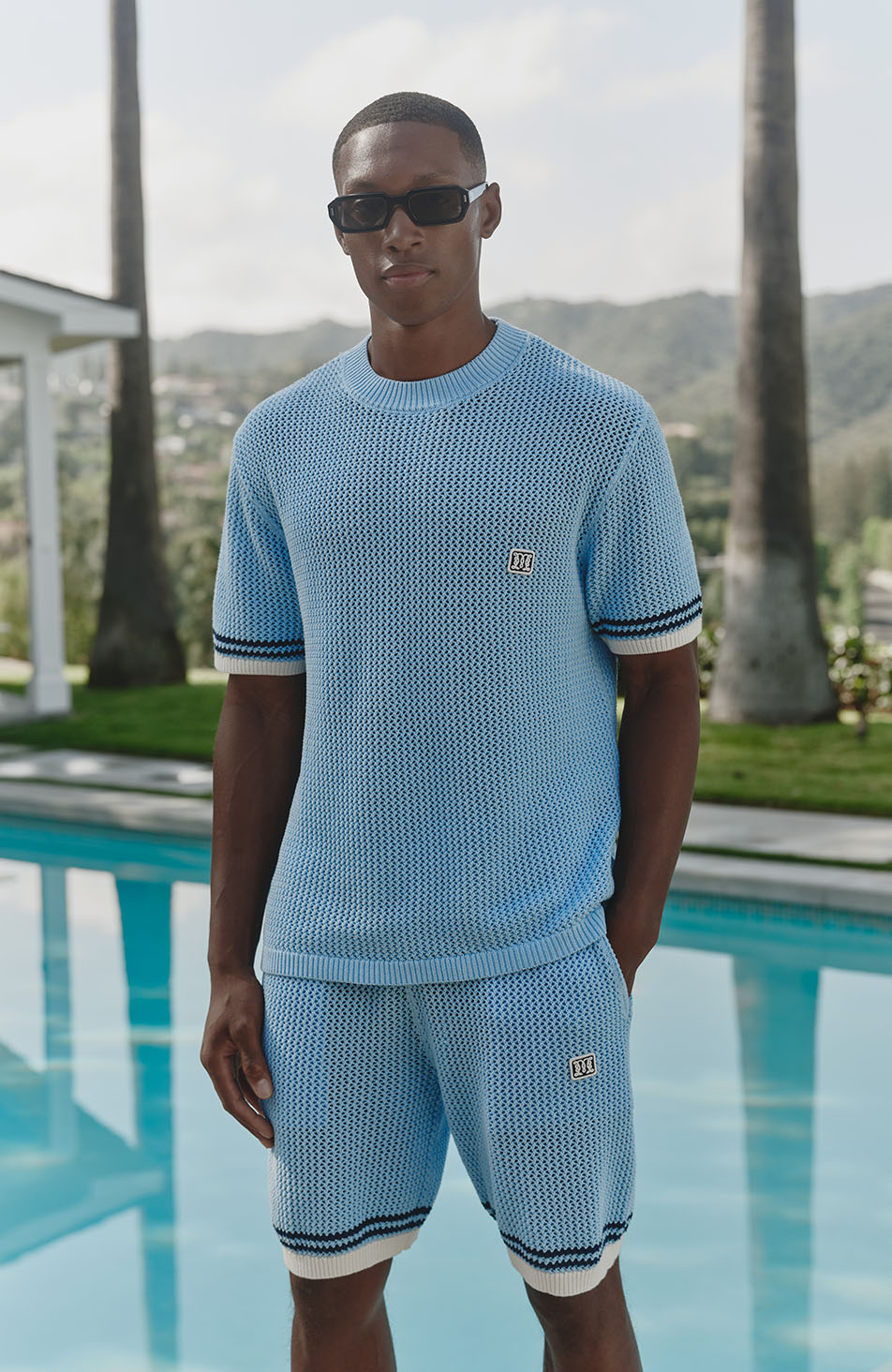 Malibu Cotton Crochet Shorts in Blue