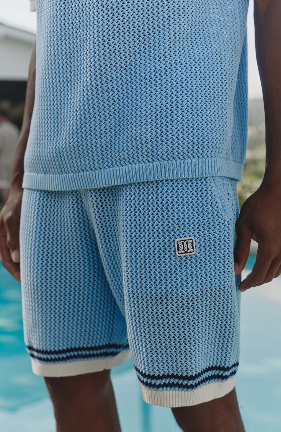 Malibu Cotton Crochet Shorts in Blue