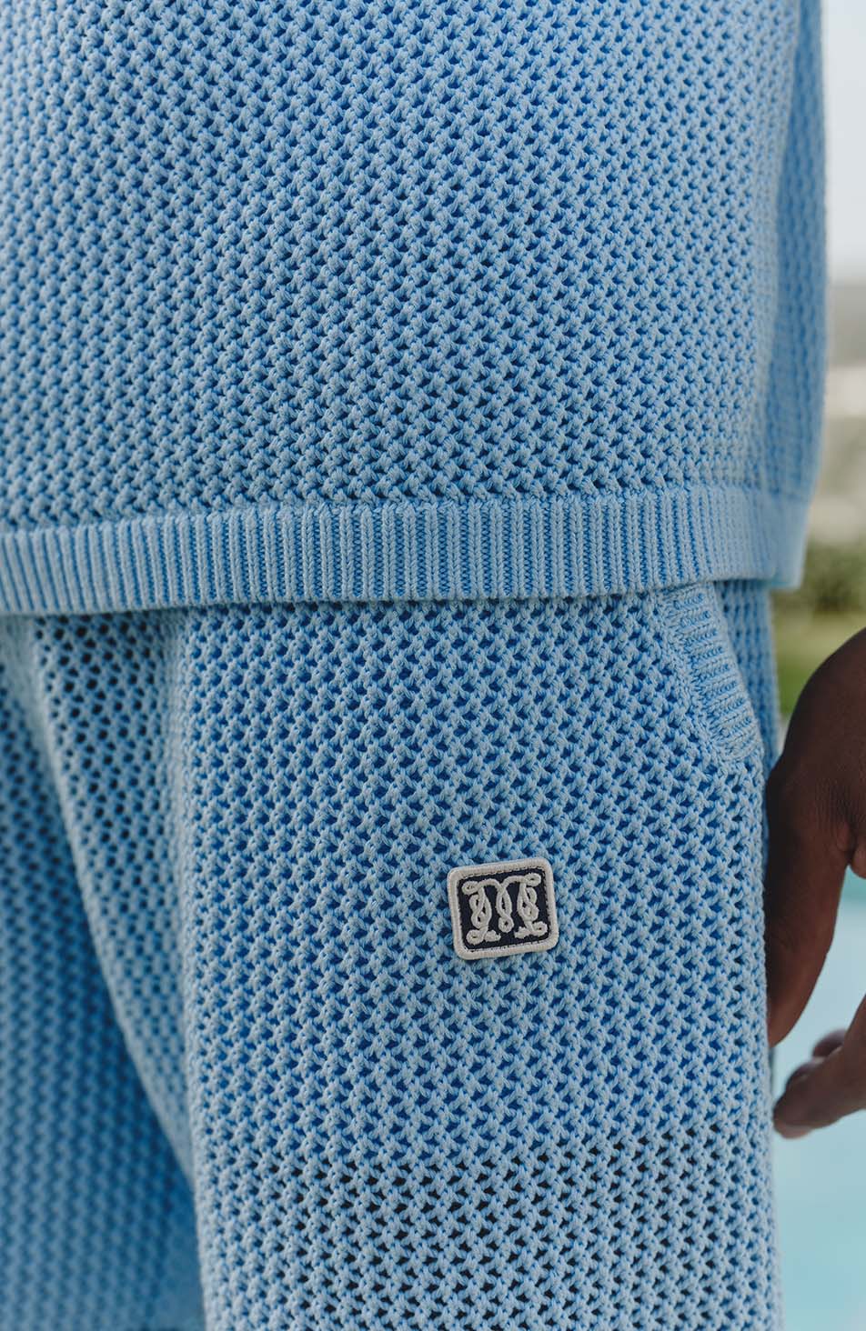 Malibu Cotton Crochet Shorts in Blue