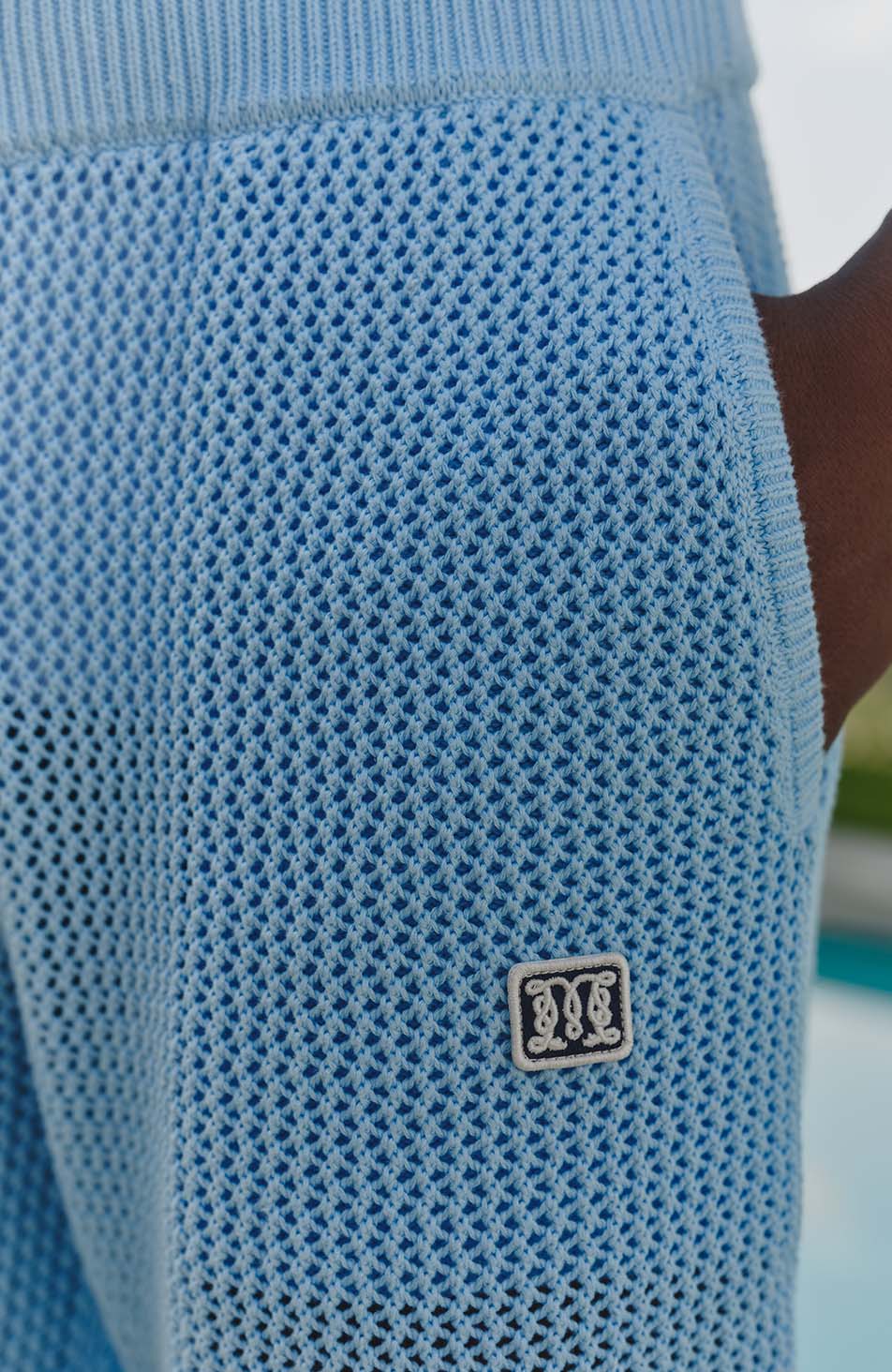 Malibu Cotton Crochet Shorts in Blue