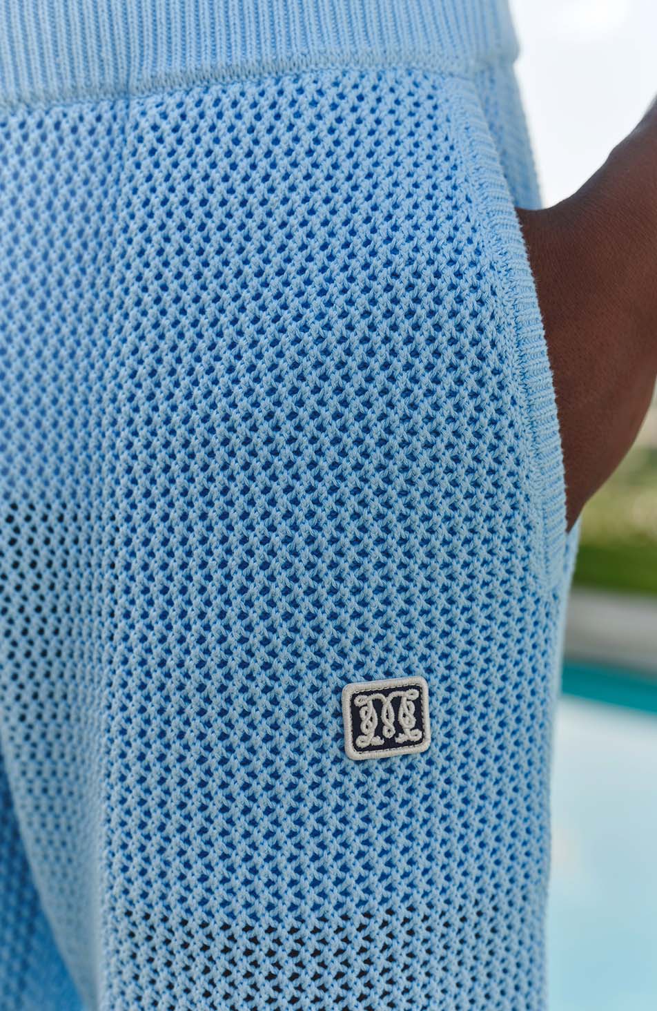 Malibu Cotton Crochet Shorts in Blue