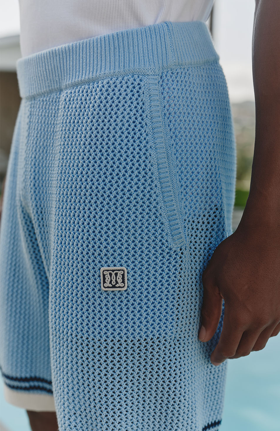 Malibu Cotton Crochet Shorts in Blue