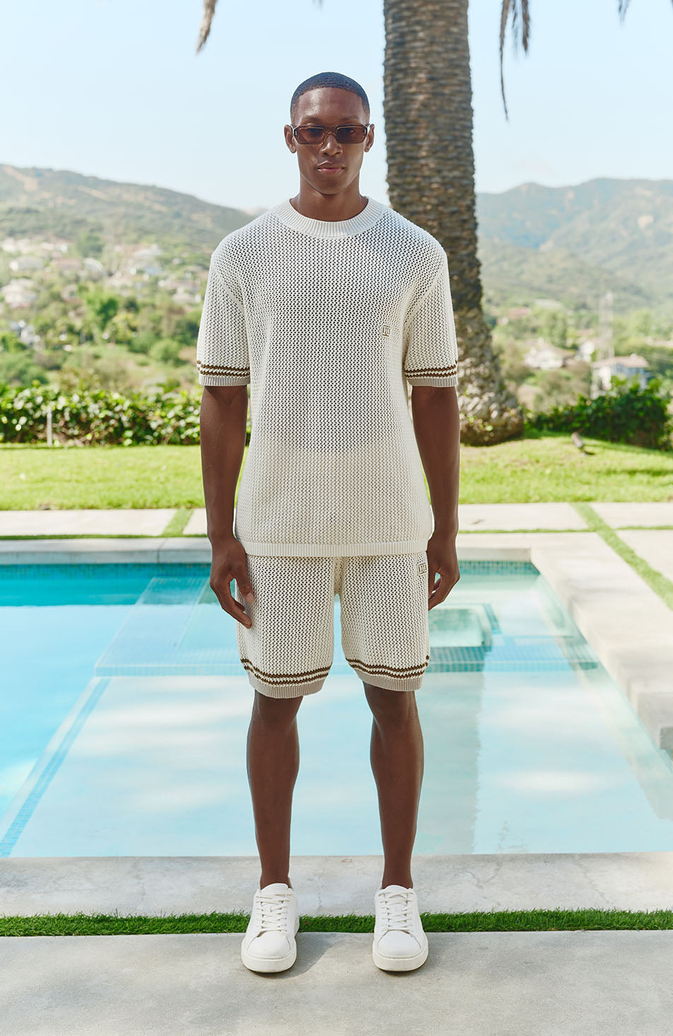 Malibu Cotton Short Sleeve Crochet T-shirt in White