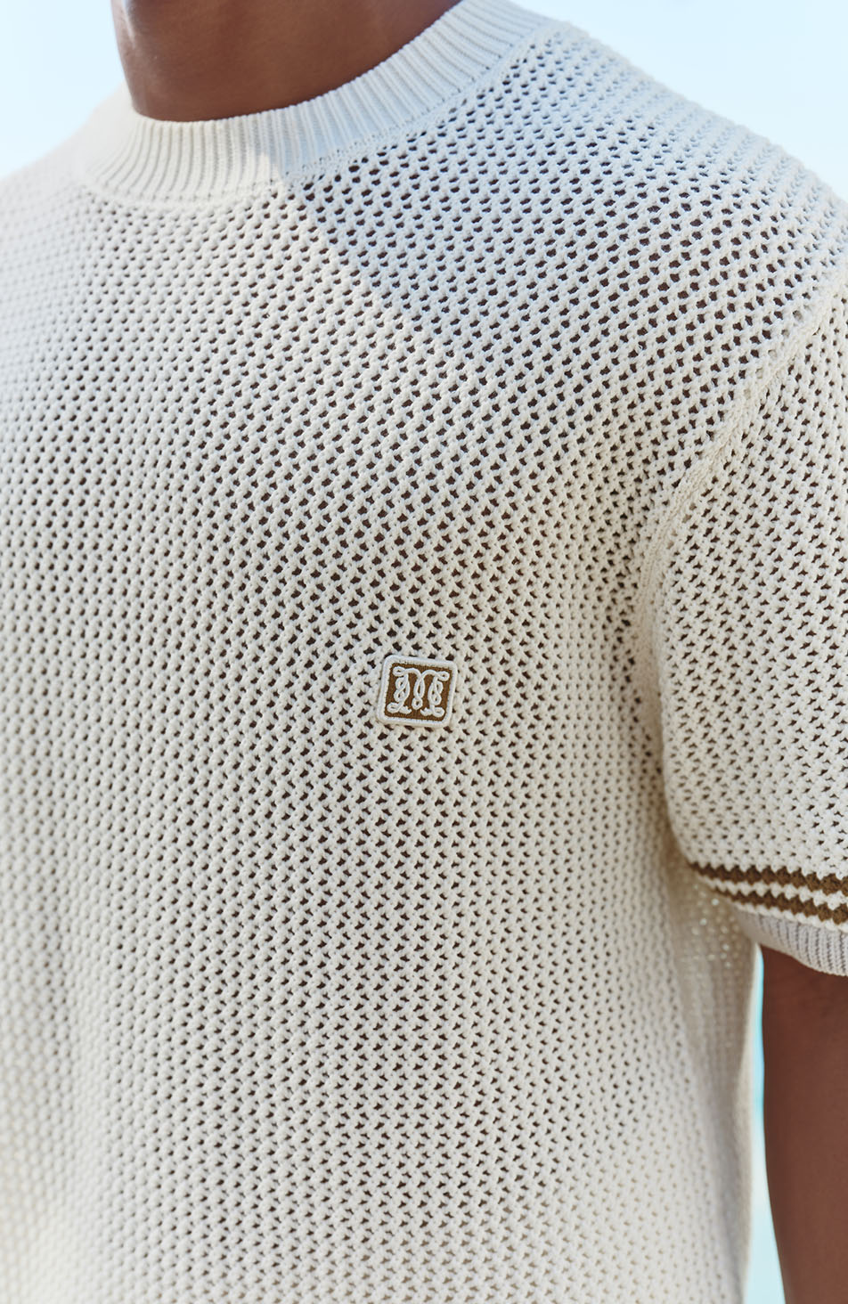 Malibu Cotton Short Sleeve Crochet T-shirt in White