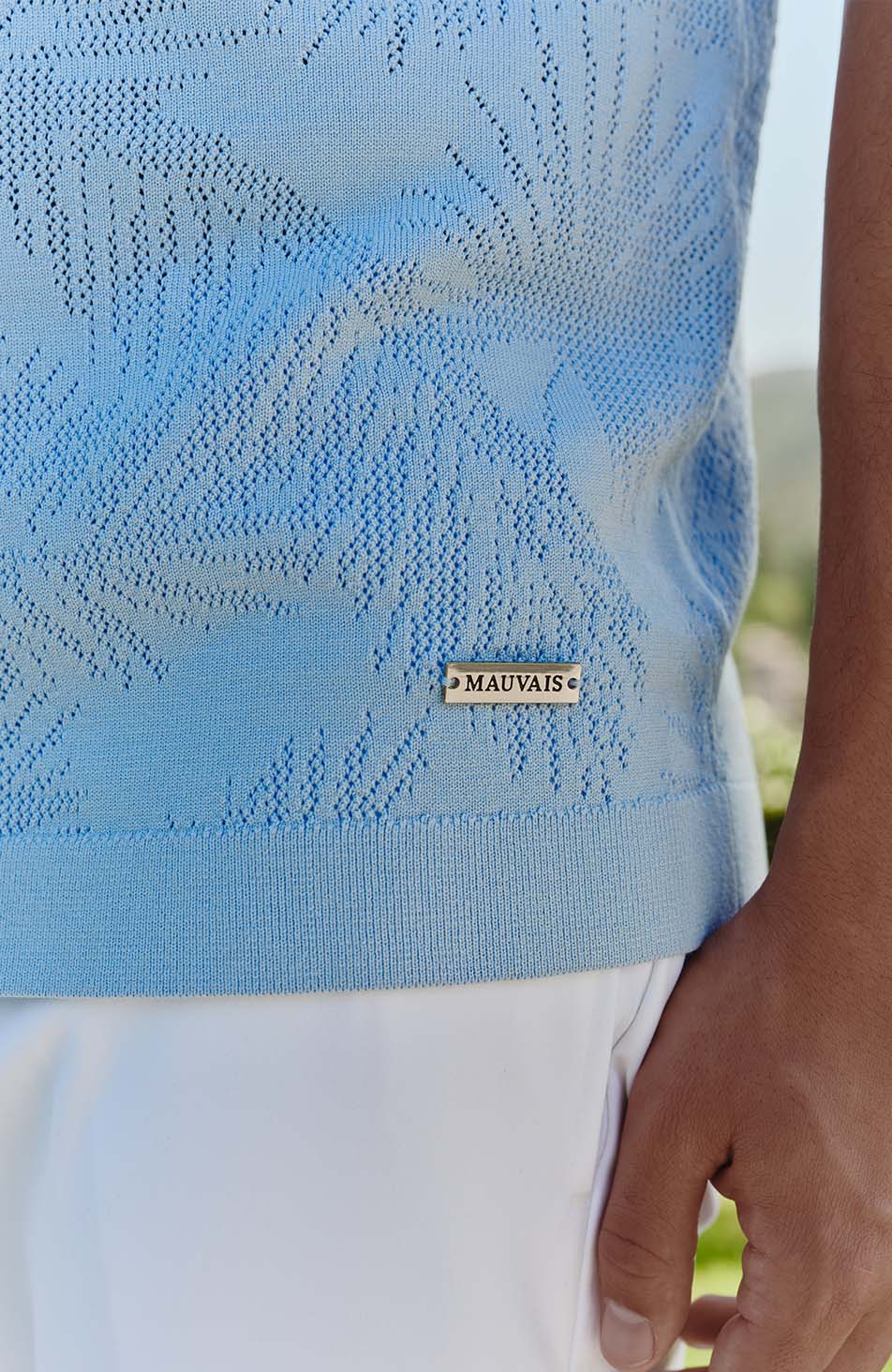 Rivero Slim Leaf Knitted Shirt in Blue