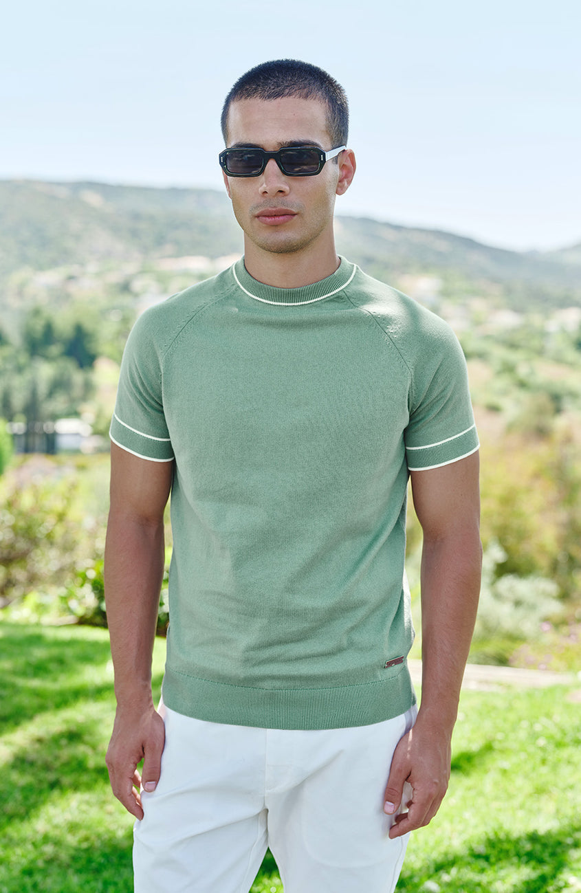 Franco Slim Knit Tee in Mint