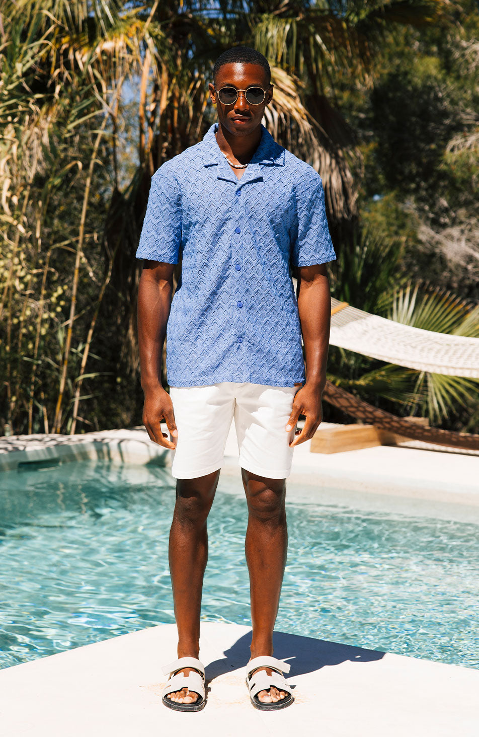 Moreno Relaxed Fit Lightweight Crochet Shirt in Blue – MAUVAIS