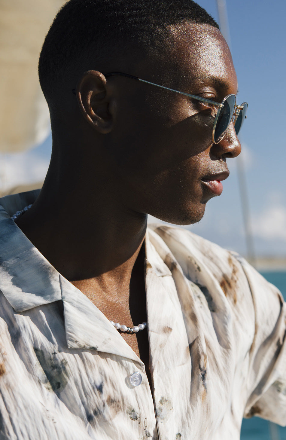 Phoenix Relaxed Fit Watercolour Crinkle Shirt in Ivory