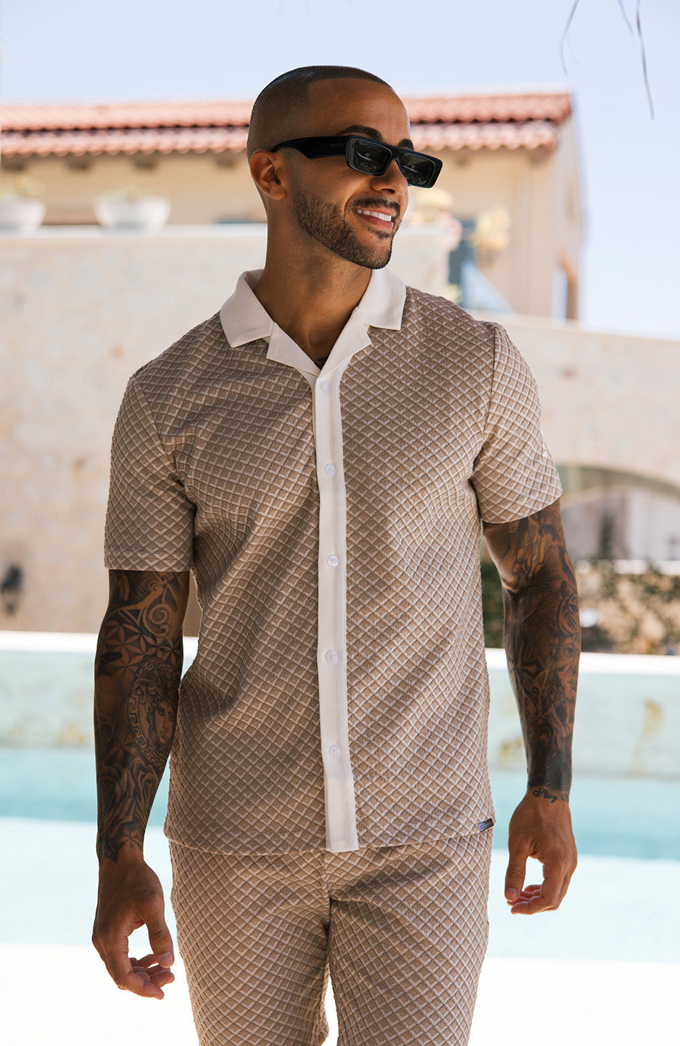 Salerno Slim Shirt in Beige