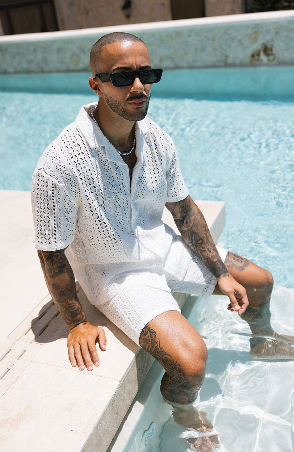 Santino Luxury Embroidered Relaxed Shirt in White
