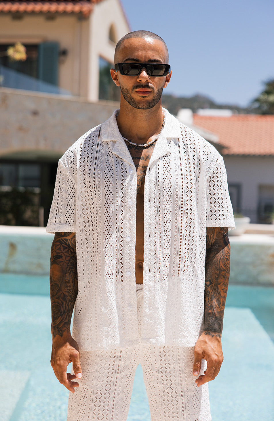 Santino Luxury Embroidered Relaxed Shirt in White
