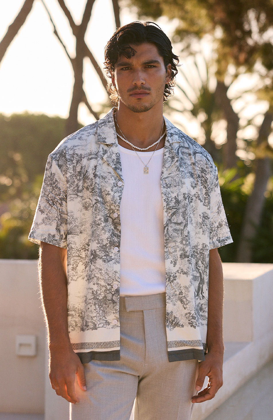 Tabo Toile de Jouy Print Shirt in Blue