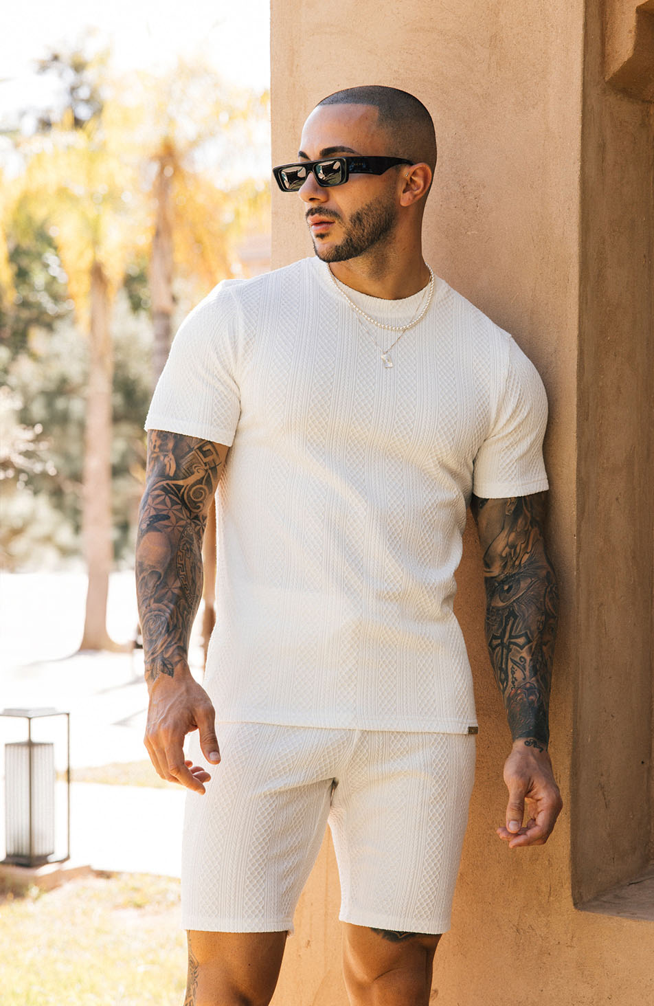 Tanami Textured Stretch Slim Tee in White