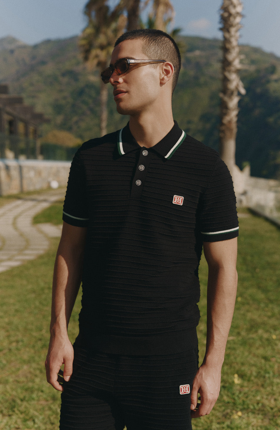 Riviera Knit Rib Polo in Black – MAUVAIS