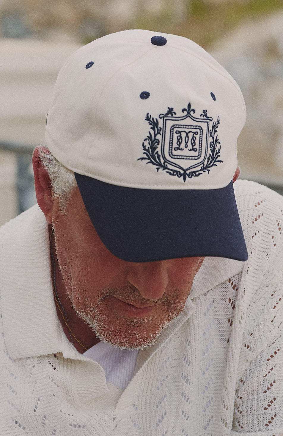 Hills Crest Trucker Cap in Navy and White