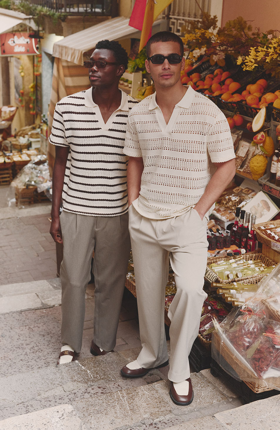 Romano Stripe Polo in White