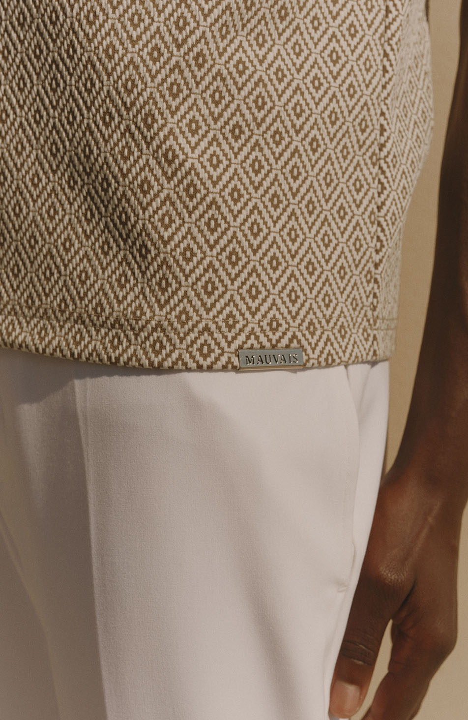 Piero Slim Geo Polo in Beige