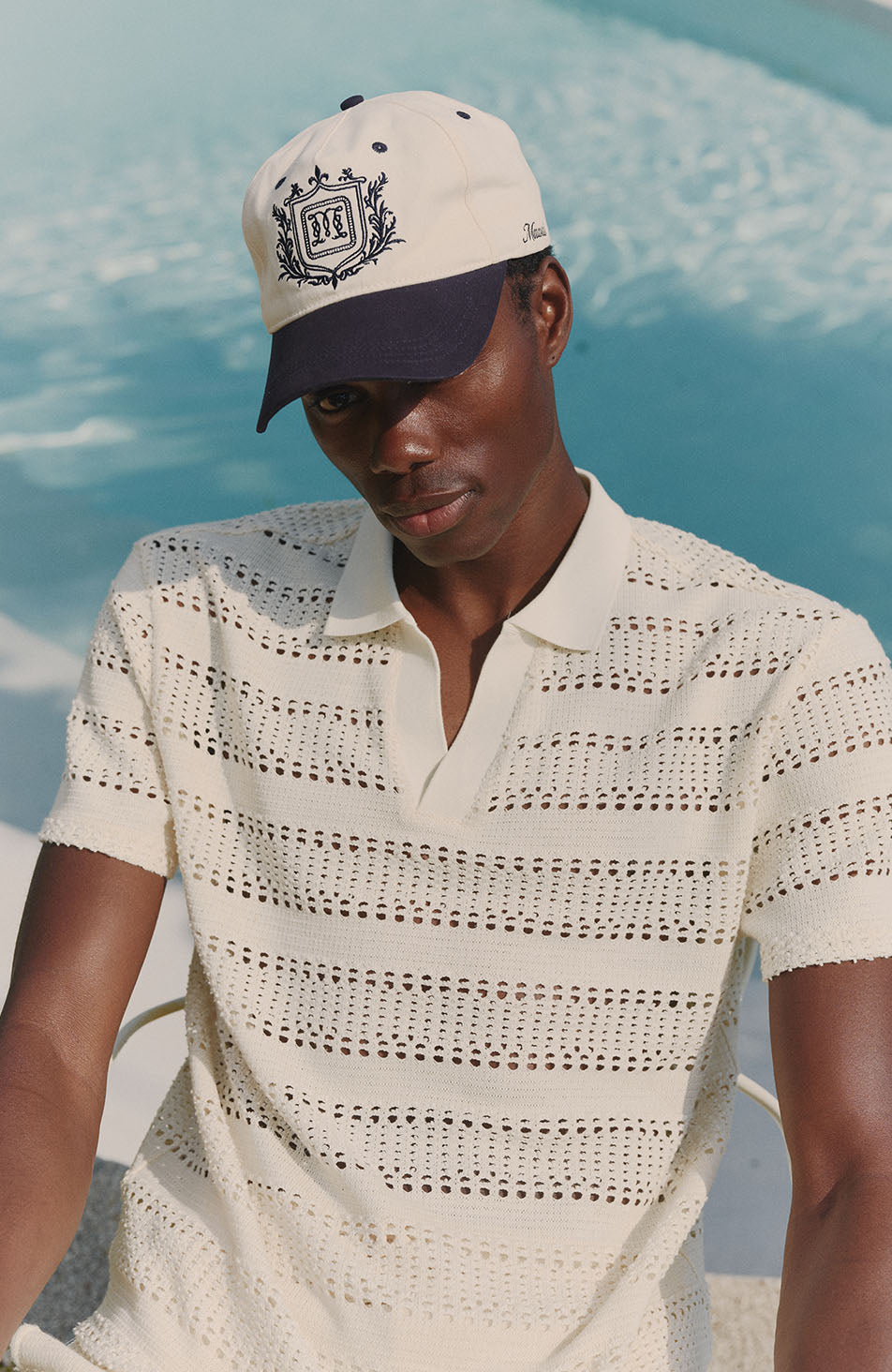 Romano Stripe Polo in White