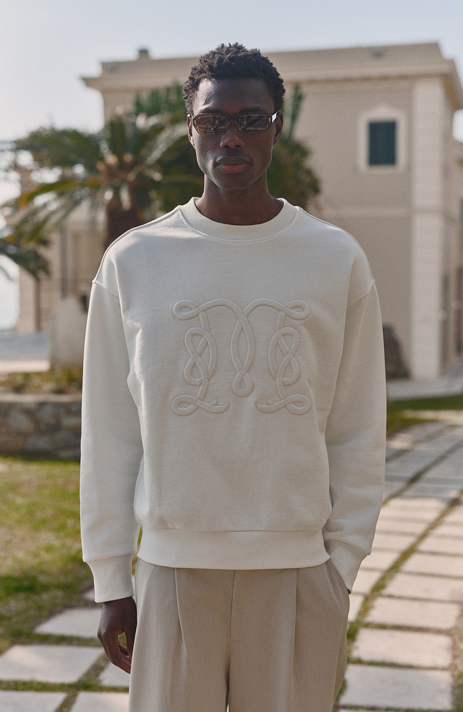Embroidered Monogram Sweatshirt in White
