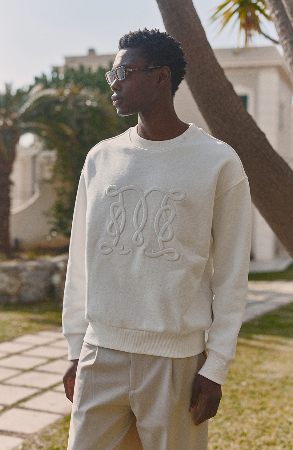 Embroidered Monogram Sweatshirt in White