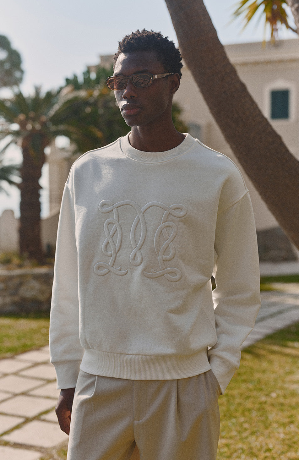 Embroidered Monogram Sweatshirt in White