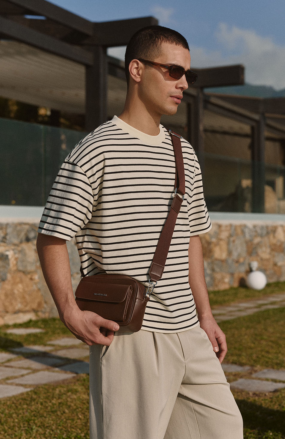 Milano Boxy Stripe Tee in Cream and Black