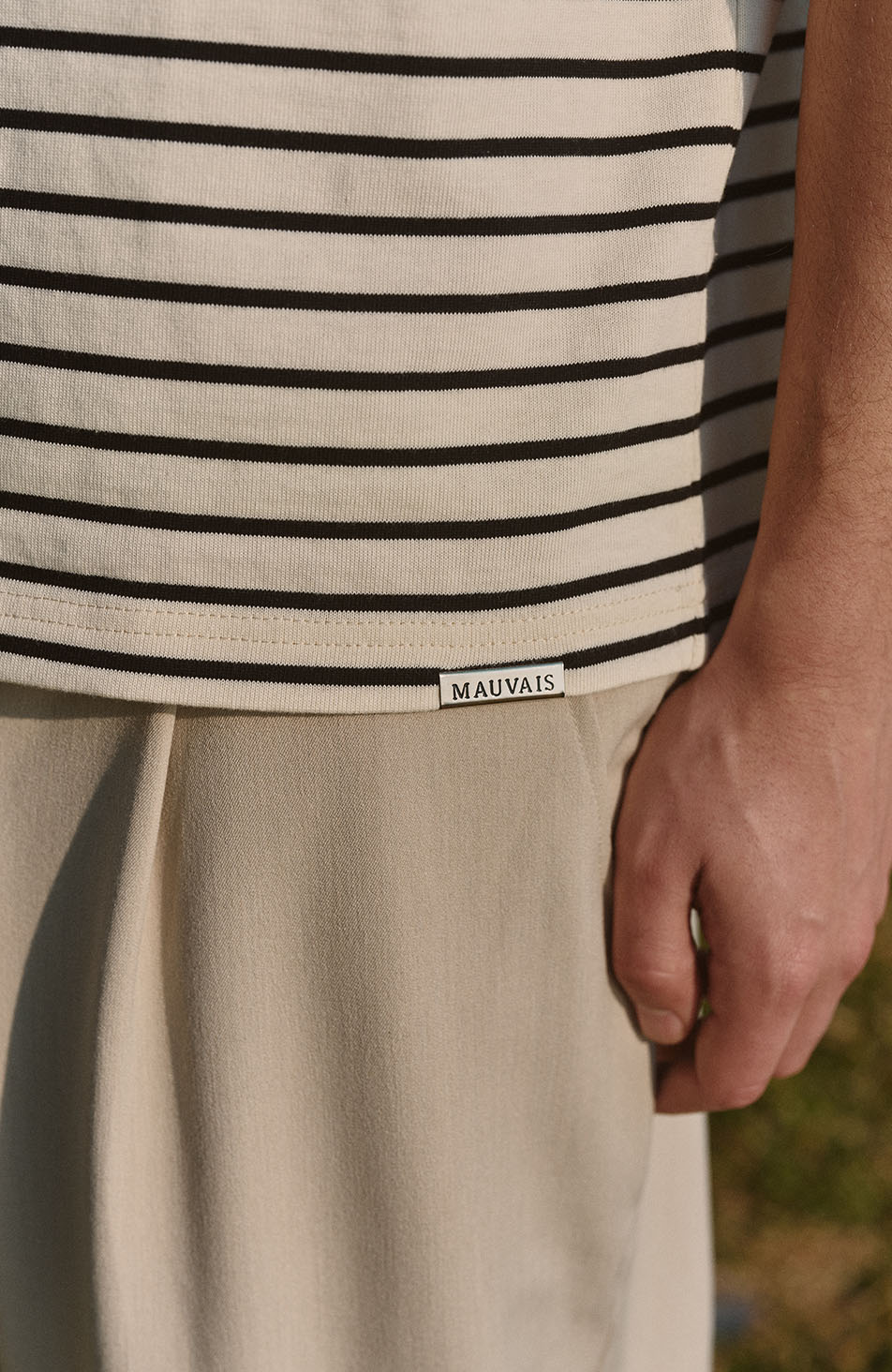 Milano Boxy Stripe Tee in Cream and Black