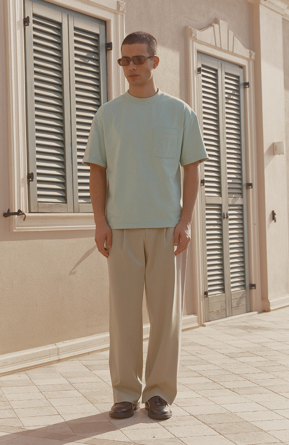 Embossed Monogram Pocket T-Shirt in Mint