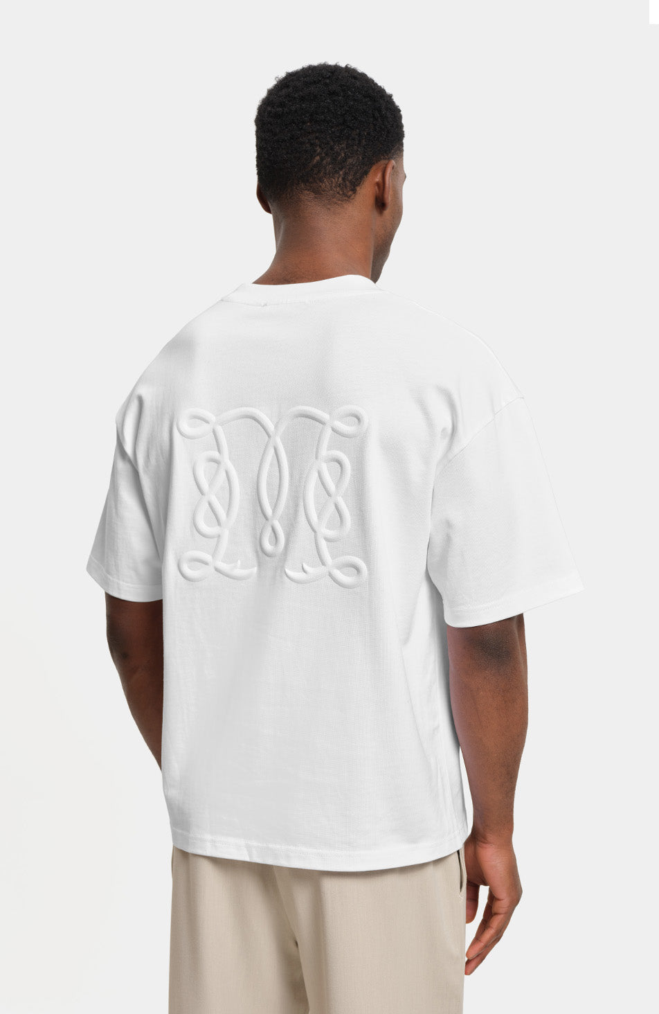 Embossed Monogram Back Logo T-shirt in White
