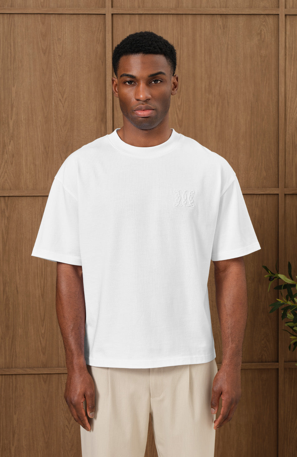 Embossed Monogram Back Logo T-shirt in White