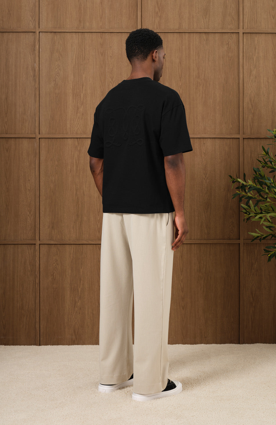 Embossed Monogram Back Logo T-shirt in Black