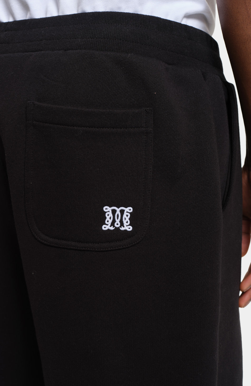 Embroidered Monogram Wide Leg Joggers in Black