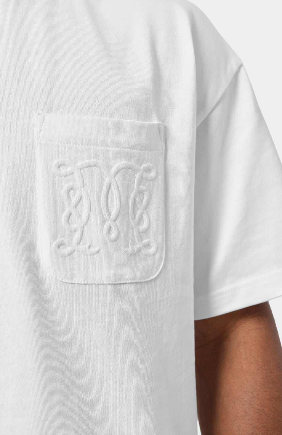 Embossed Monogram Pocket T-Shirt in White