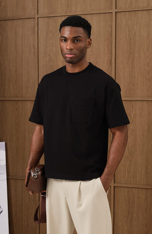 Embossed Monogram Pocket T-Shirt in Black – MAUVAIS