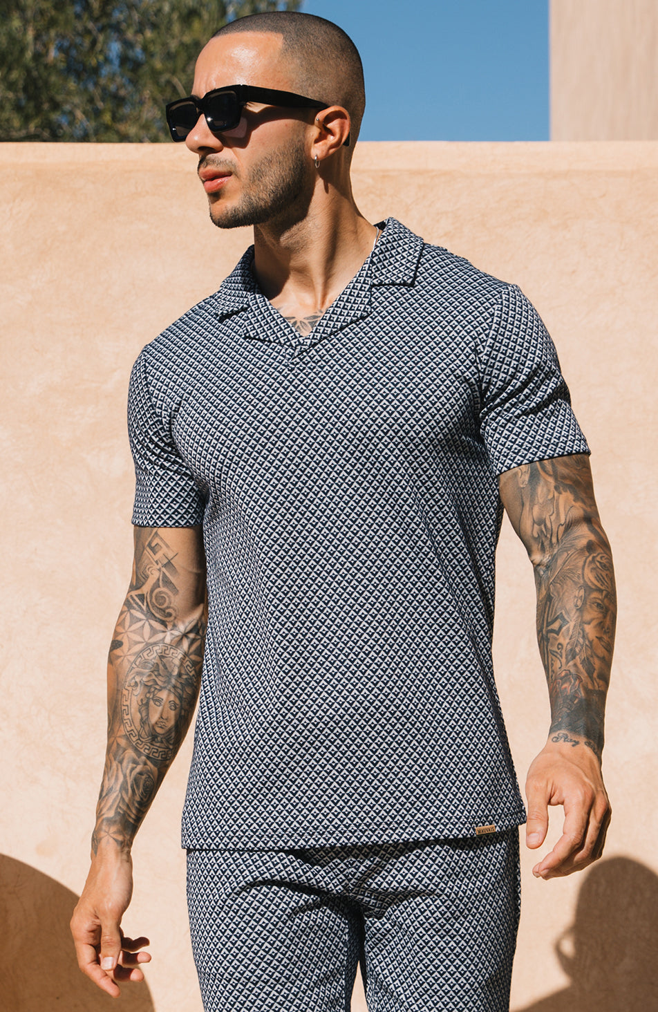 Gio Revere Knit Polo in Navy