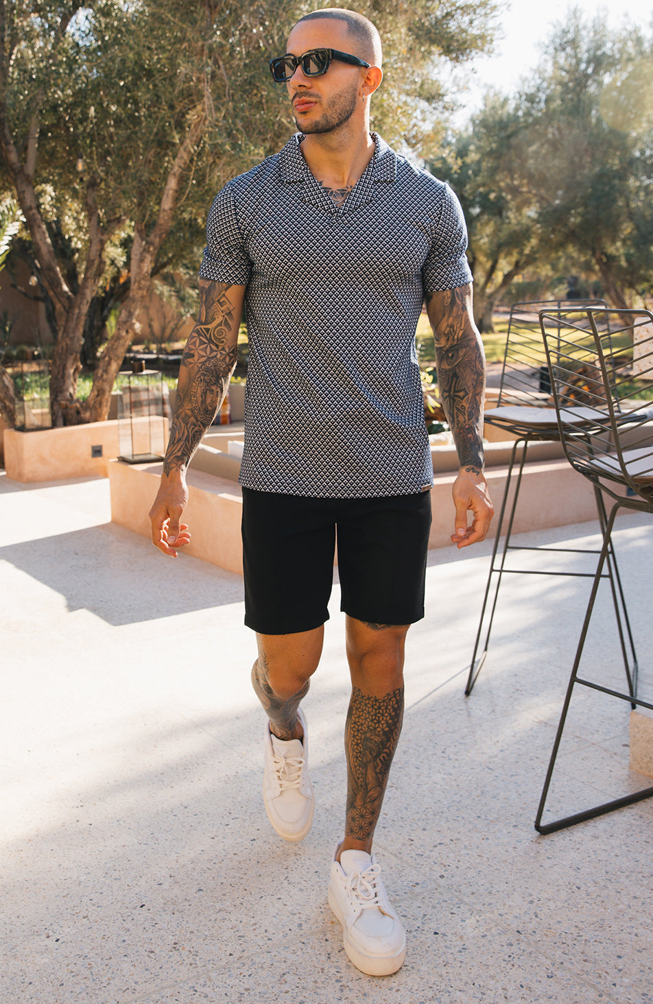 Gio Revere Knit Polo in Navy