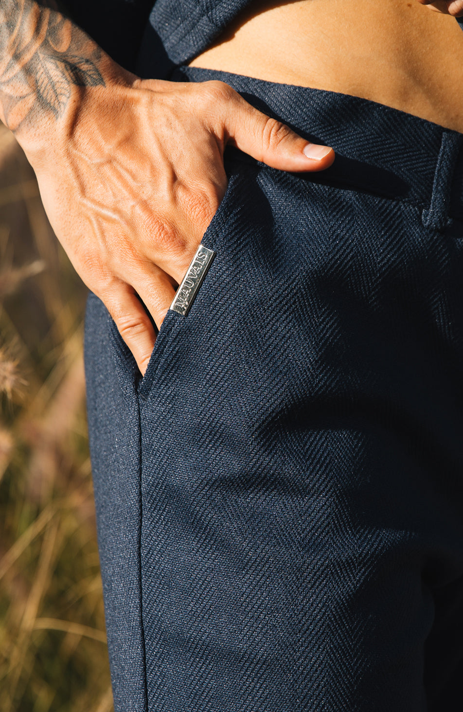 Zig Zag Trousers in Navy