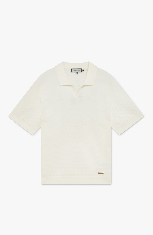 Nerano Slim Knit Polo in Cream