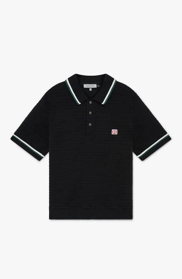 Riviera Knit Rib Polo in Black