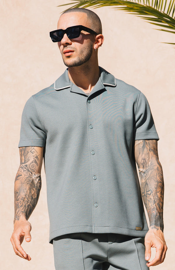 Lowell Luxe Piping Shirt in Sage