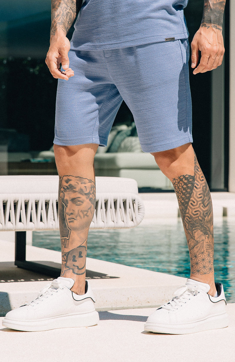 Premium Textured Shorts in Blue