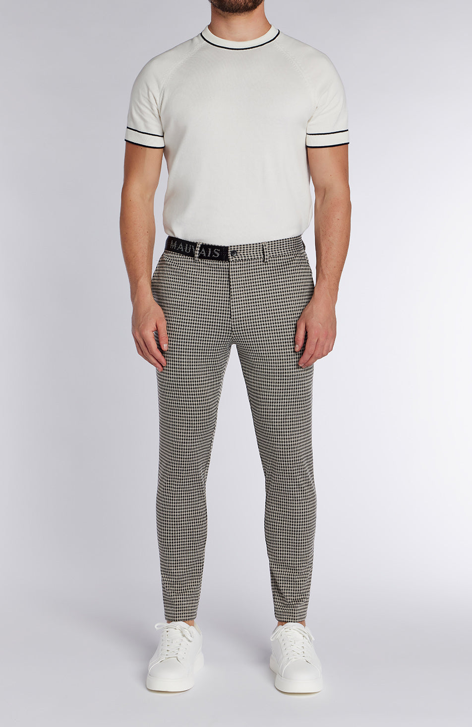 Signature Check Trousers with Half Belt