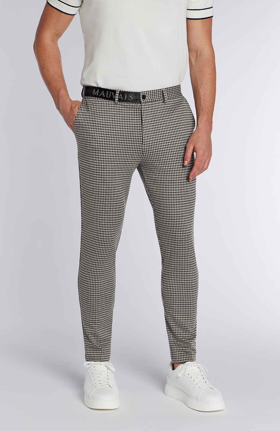 Signature Check Trousers with Half Belt