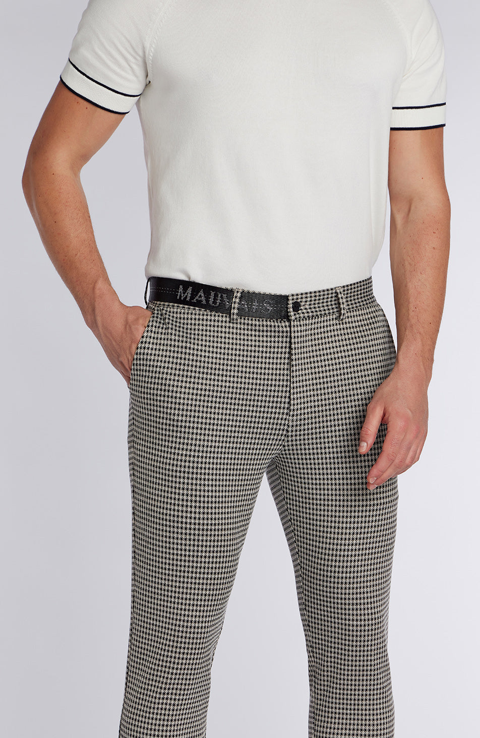 Signature Check Trousers with Half Belt