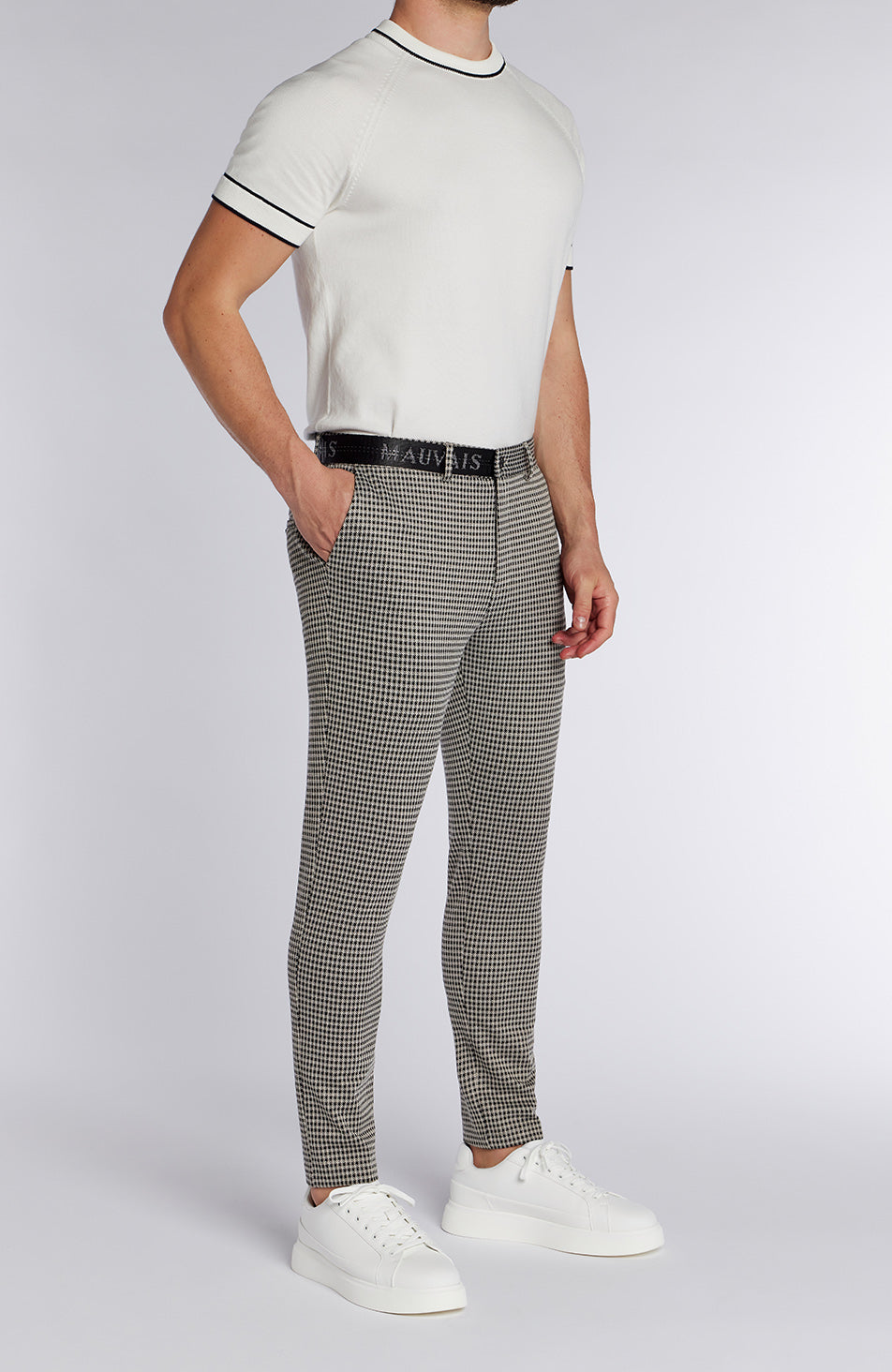 Signature Check Trousers with Half Belt