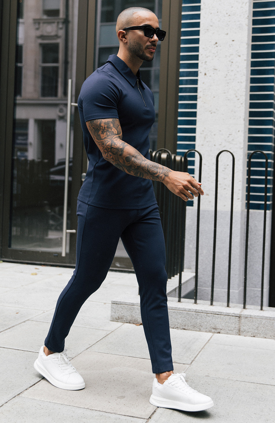 Signature Half Belt Trousers in Navy